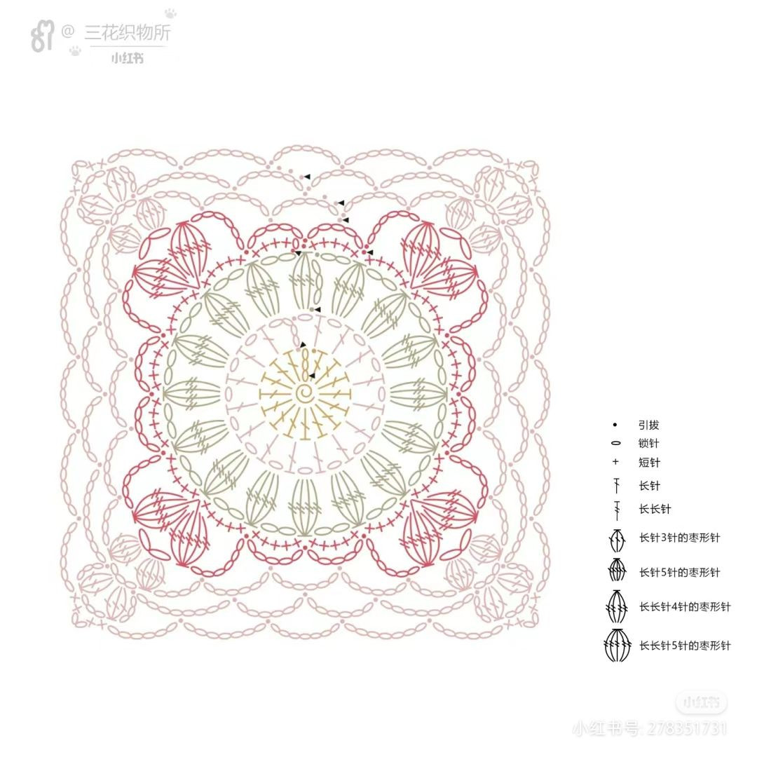 Crochet Chart Pattern for Fruit Granny Square Tote Bag with Avocado and Lemon Motifs