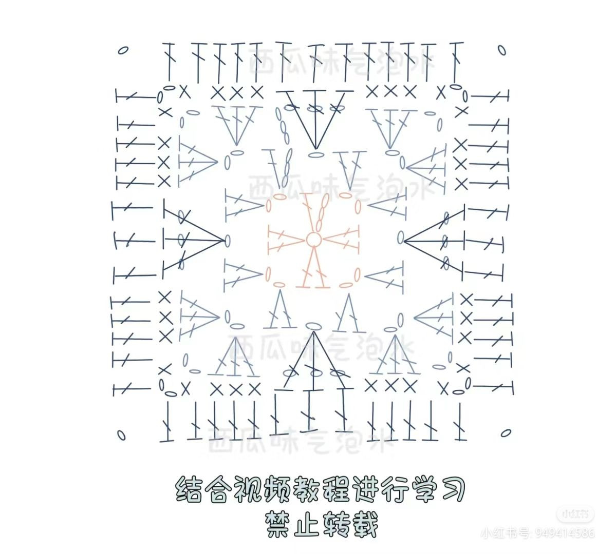 Crochet Chart Pattern for Fruit Granny Square Tote Bag with Avocado and Lemon Motifs