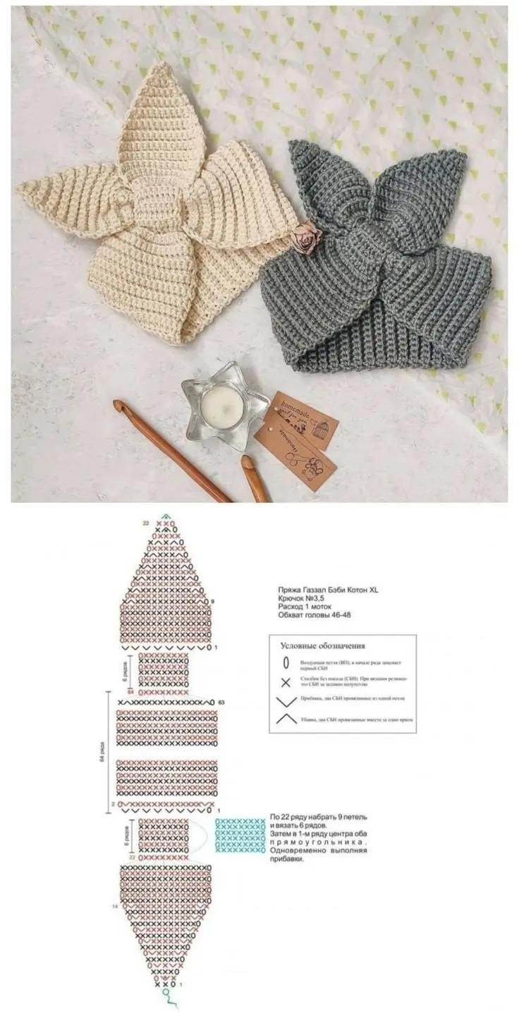 Crochet Chart Patterns for Bow Headband, Geometric Stitch, Heart Blanket, Waffle Square and Straw Bag