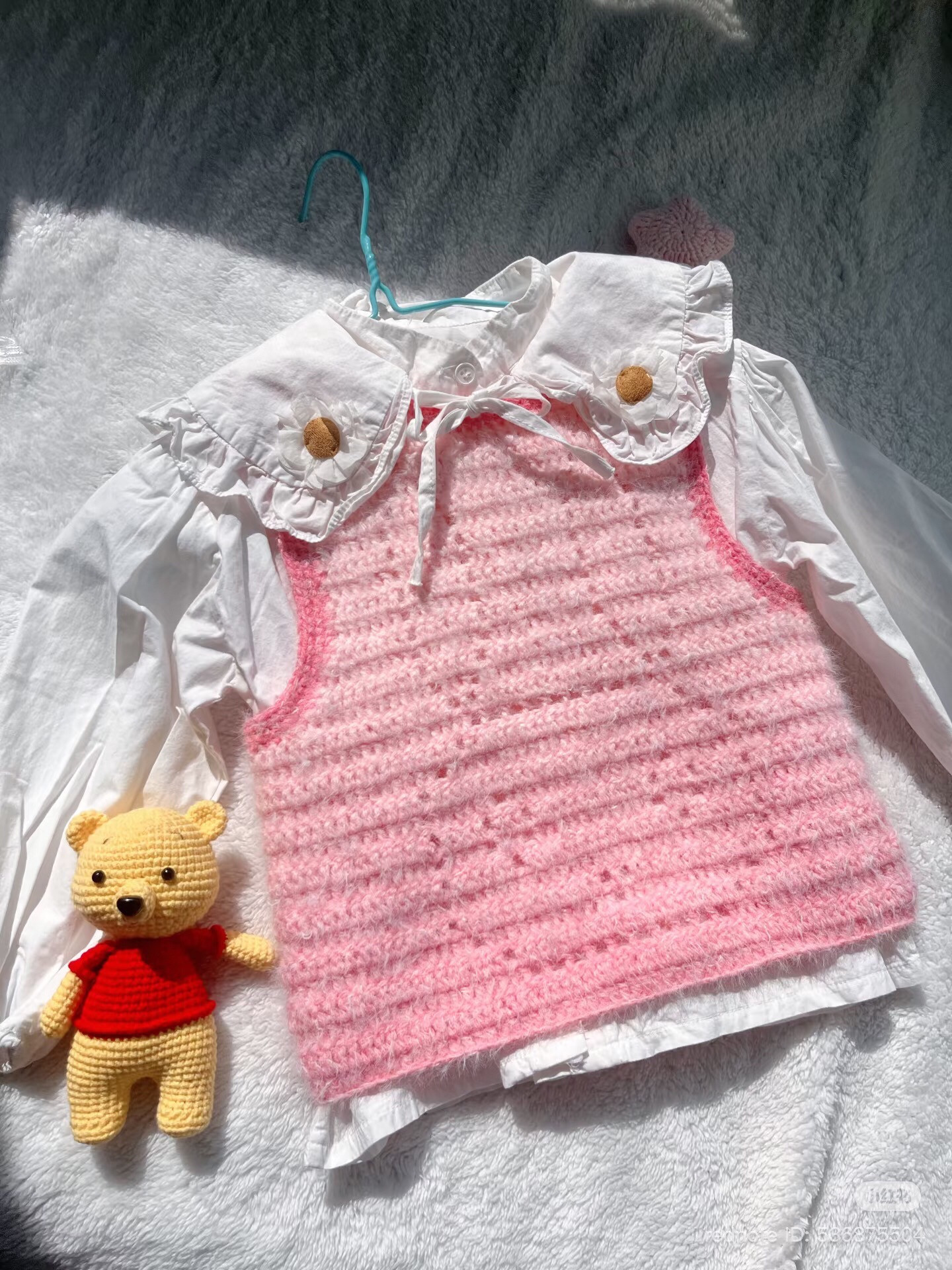 Crochet Chart: Pink Fairy Rabbit Baby Vest with Ears Pattern