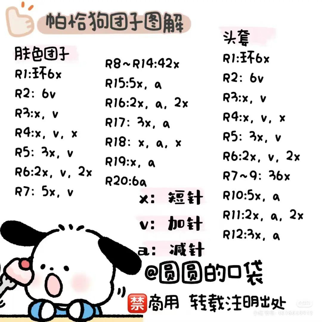 Crochet Chart: Pudding Dog and Winnie the Pooh Dango Amigurumi Patterns