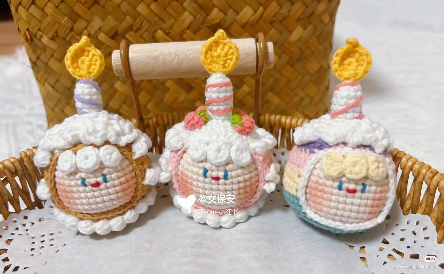 Crochet Chart Tutorial for Cute Birthday Cake Amigurumi with Candle and Strawberry Design