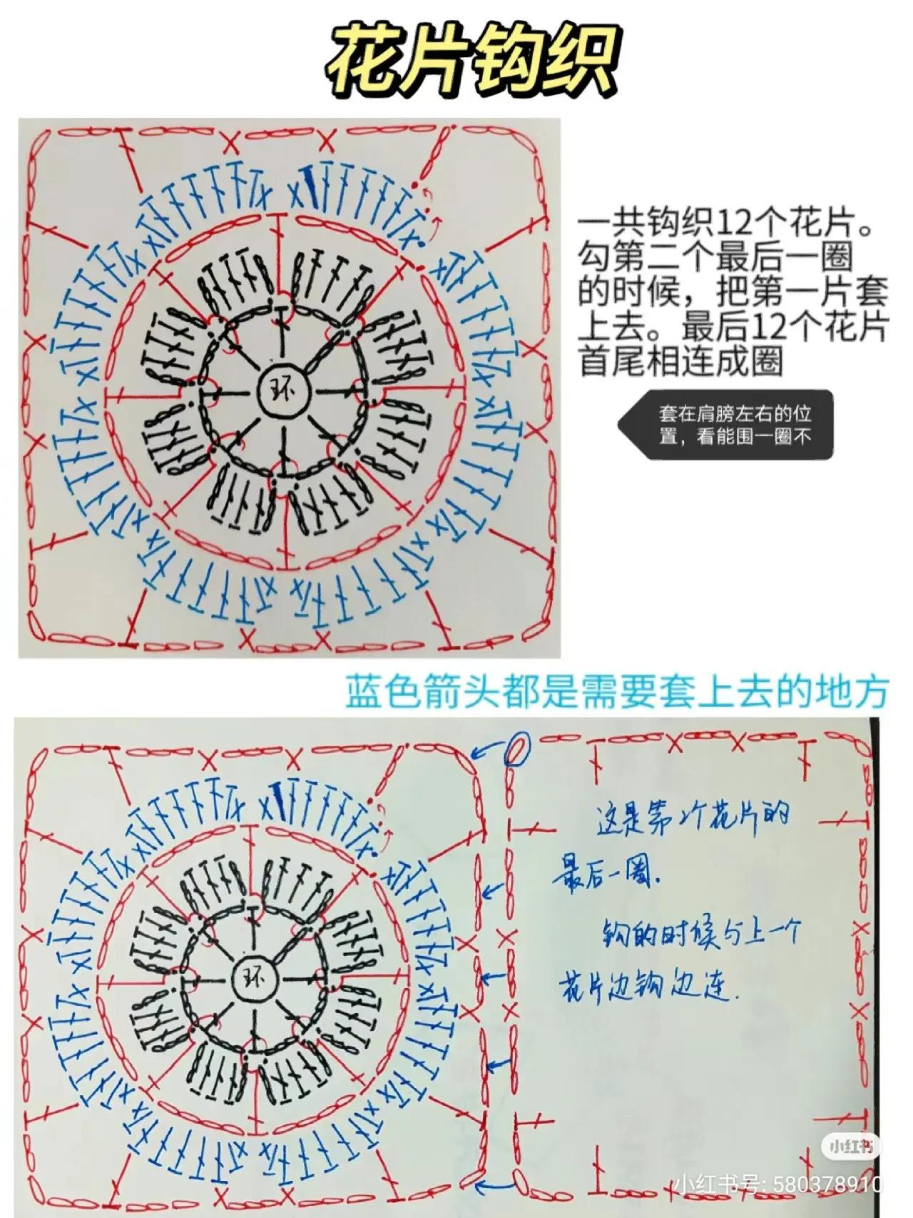 Crochet Chart Tutorial: White Short-Sleeve Dress with Floral Motifs and Detailed Stitch Diagrams