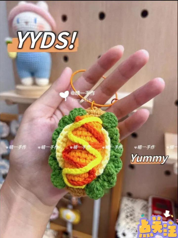 Crochet Cheese Hot Dog Keychain Pattern Tutorial