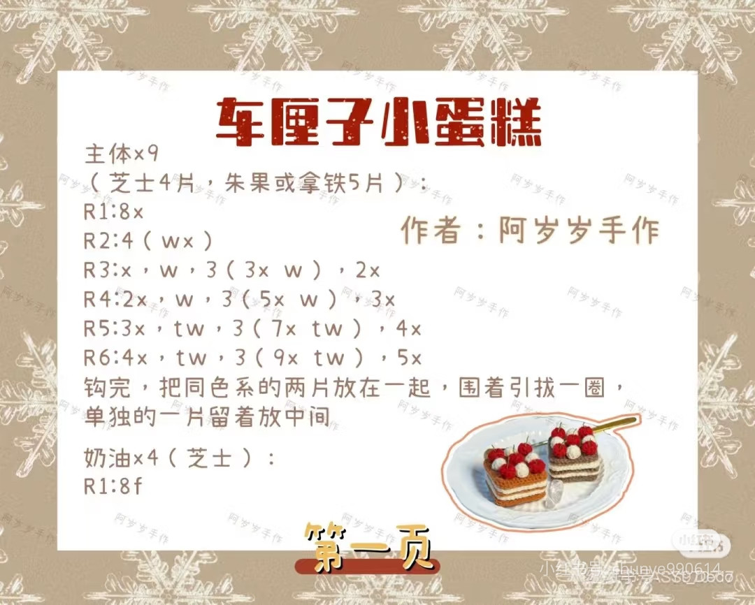 Crochet Cherry Cake Tutorial Chart with Pattern Instructions