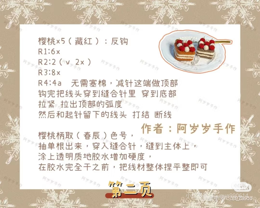 Crochet Cherry Cake Tutorial Chart with Pattern Instructions