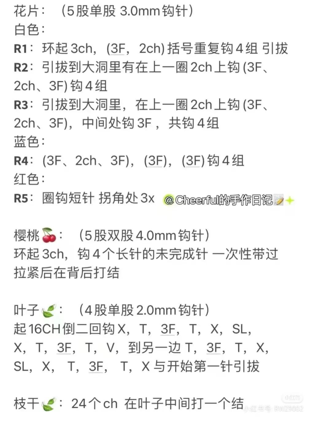 Crochet Cherry Granny Square Chart Pattern