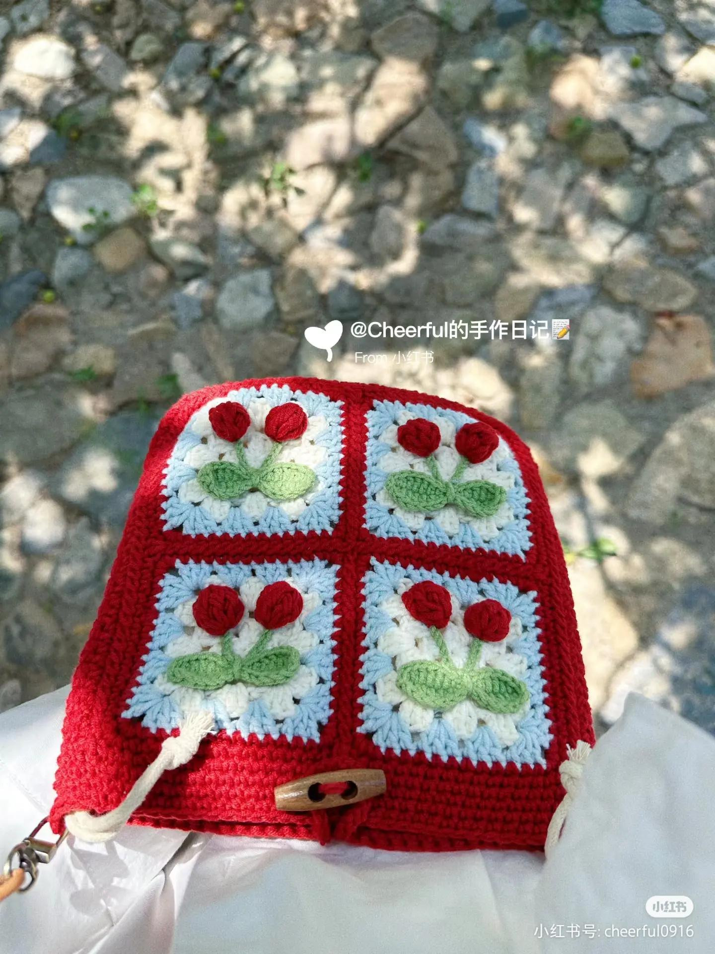 Crochet Cherry Granny Square Chart Pattern
