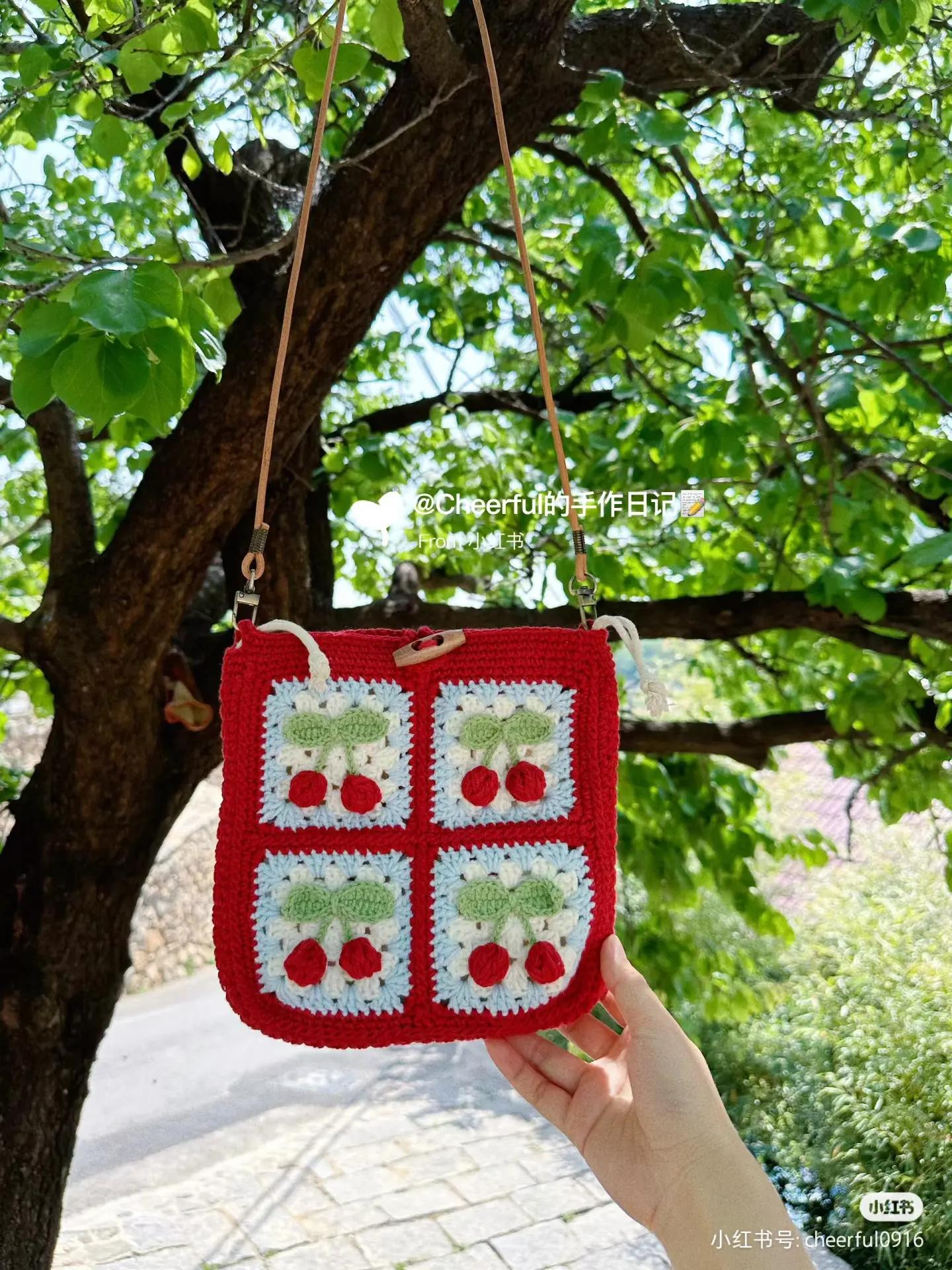 Crochet Cherry Granny Square Chart Pattern