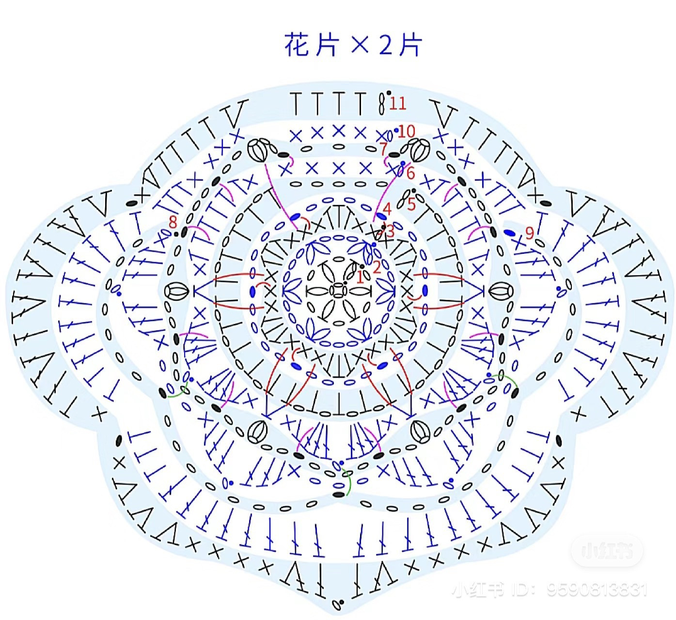 Crochet Chinese Knot Ornament with Flower Pattern and Tassel Chart