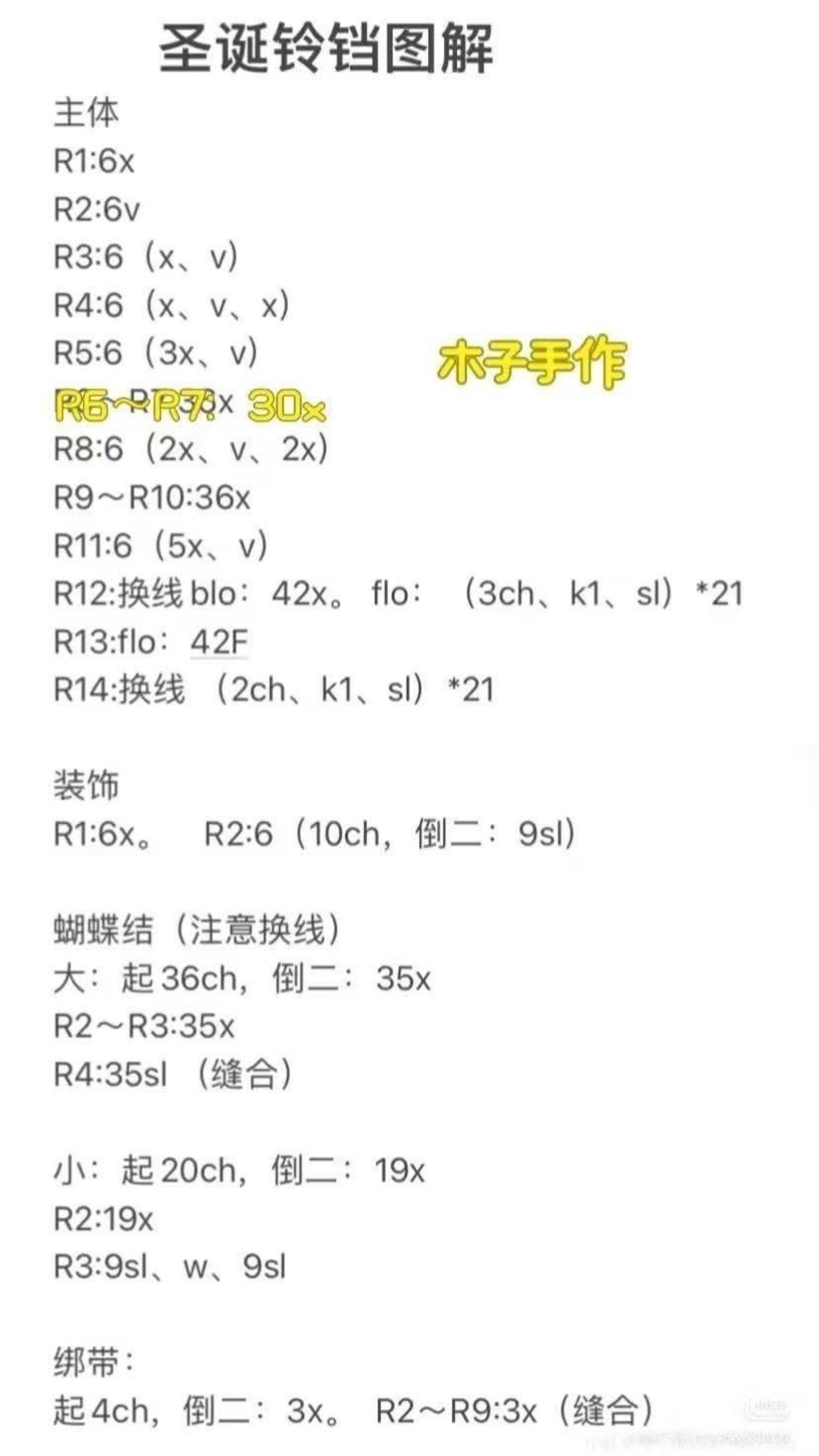 Crochet Christmas Bell and Hello Kitty Amigurumi Pattern Chart