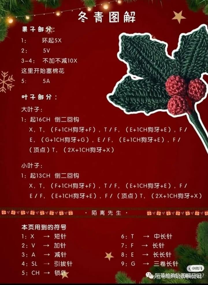 Crochet Christmas Bouquet Pattern with Poinsettia, Holly, and Cotton Flower Charts