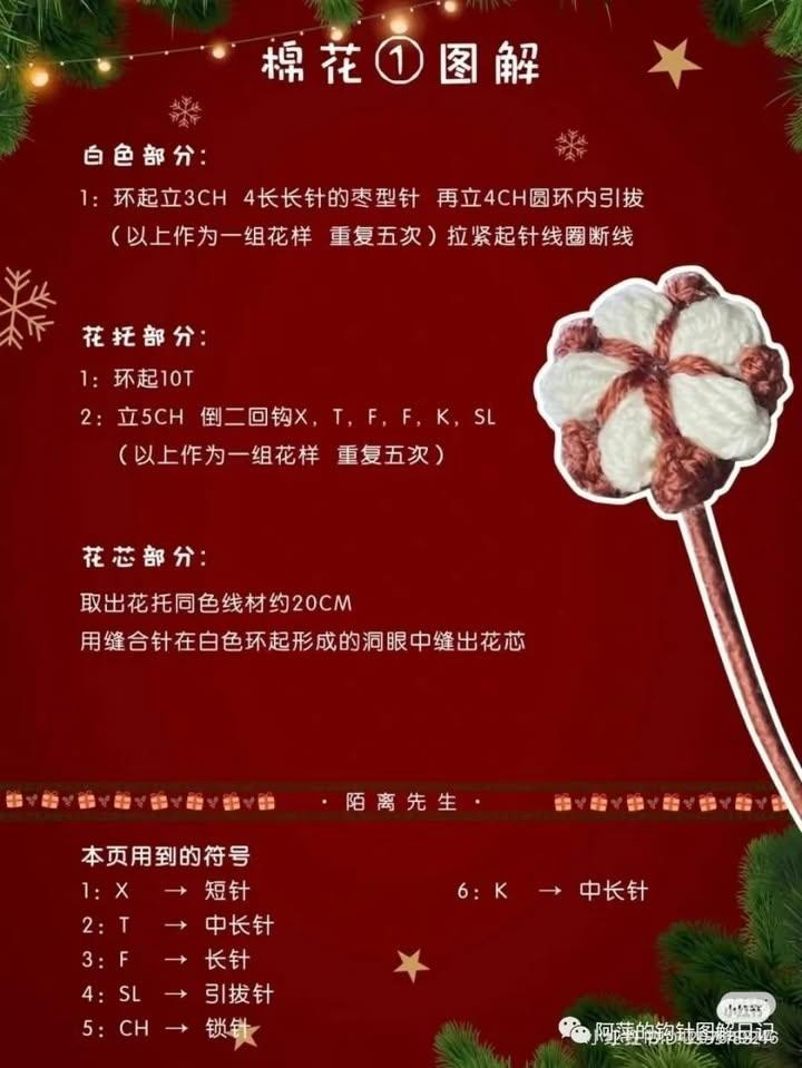 Crochet Christmas Bouquet Pattern with Poinsettia, Holly, and Cotton Flower Charts