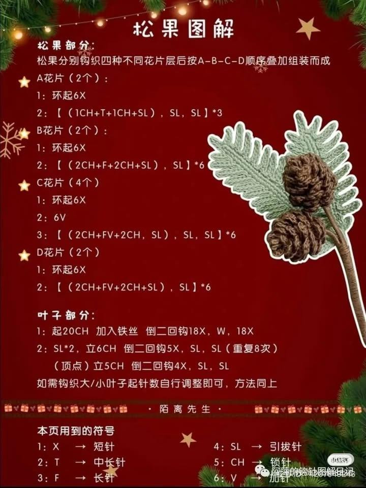 Crochet Christmas Bouquet Pattern with Poinsettia, Holly, and Cotton Flower Charts