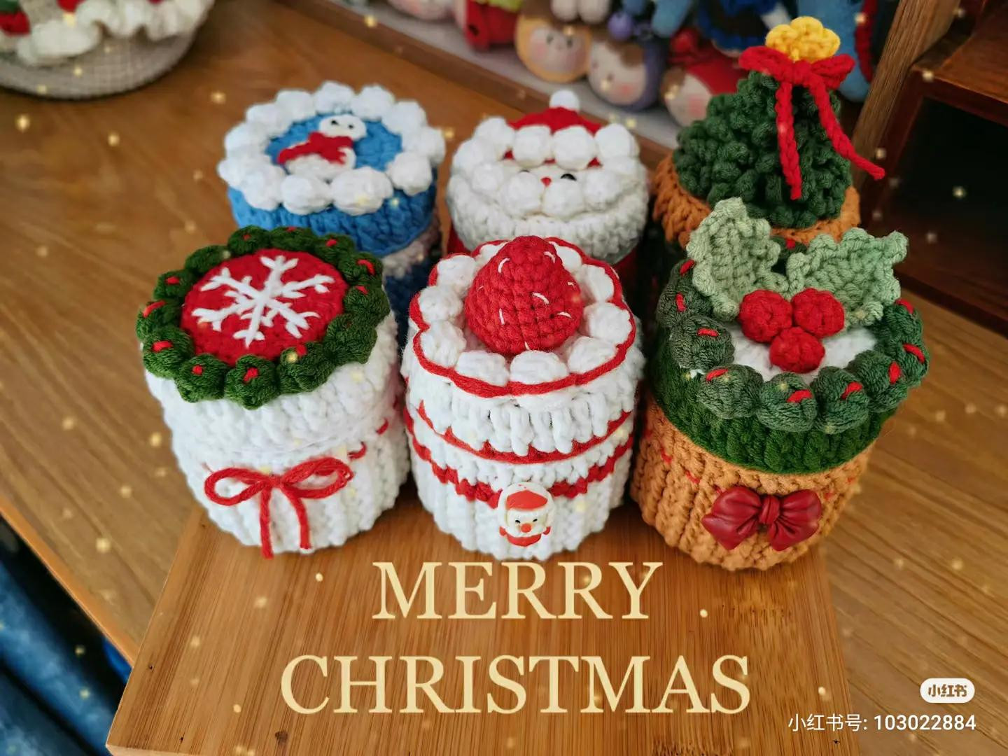 Crochet Christmas Cupcake Pattern Chart: Santa, Snowman, Tree