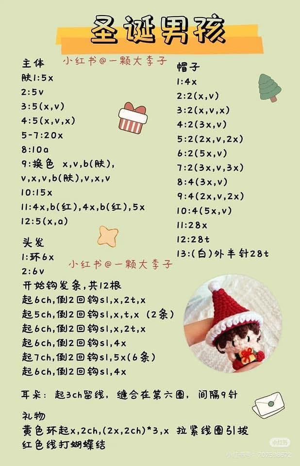 Crochet Christmas Elf Doll Pattern Chart