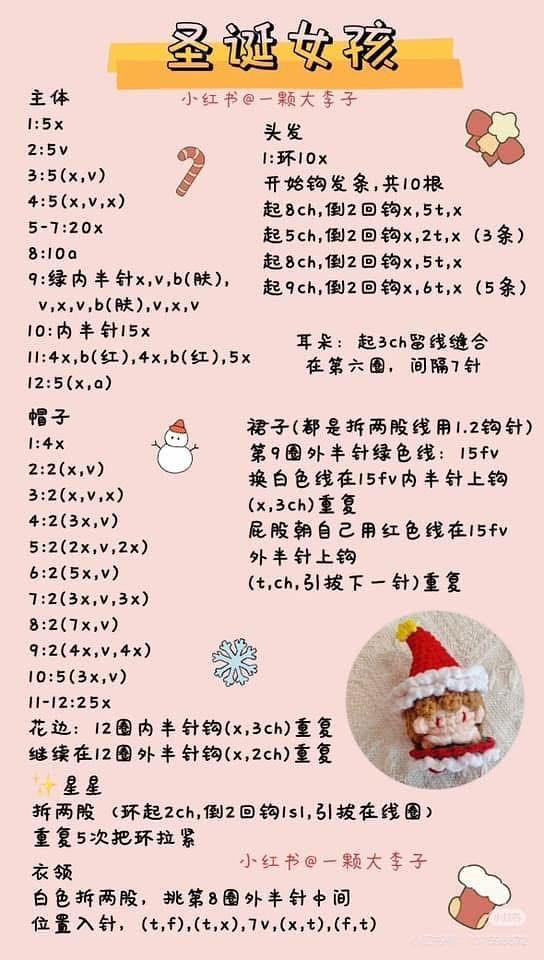 Crochet Christmas Elf Doll Pattern Chart