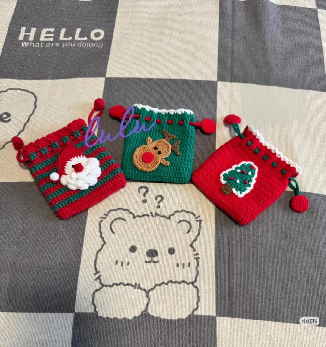 Crochet Christmas Gift Bags Pattern: Santa, Reindeer & Tree