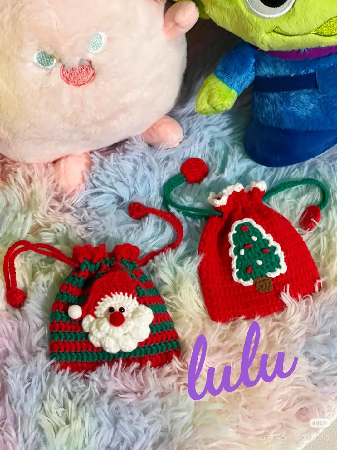 Crochet Christmas Gift Bags Pattern: Santa, Reindeer & Tree