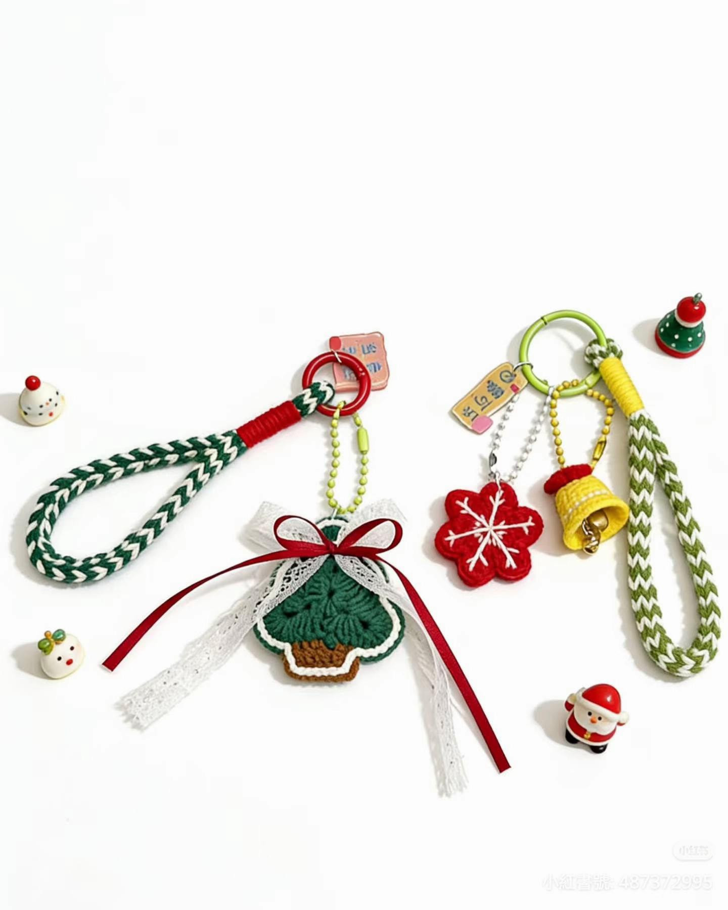 Crochet Christmas Keychain Patterns: Tree, Snowflake, and Bells