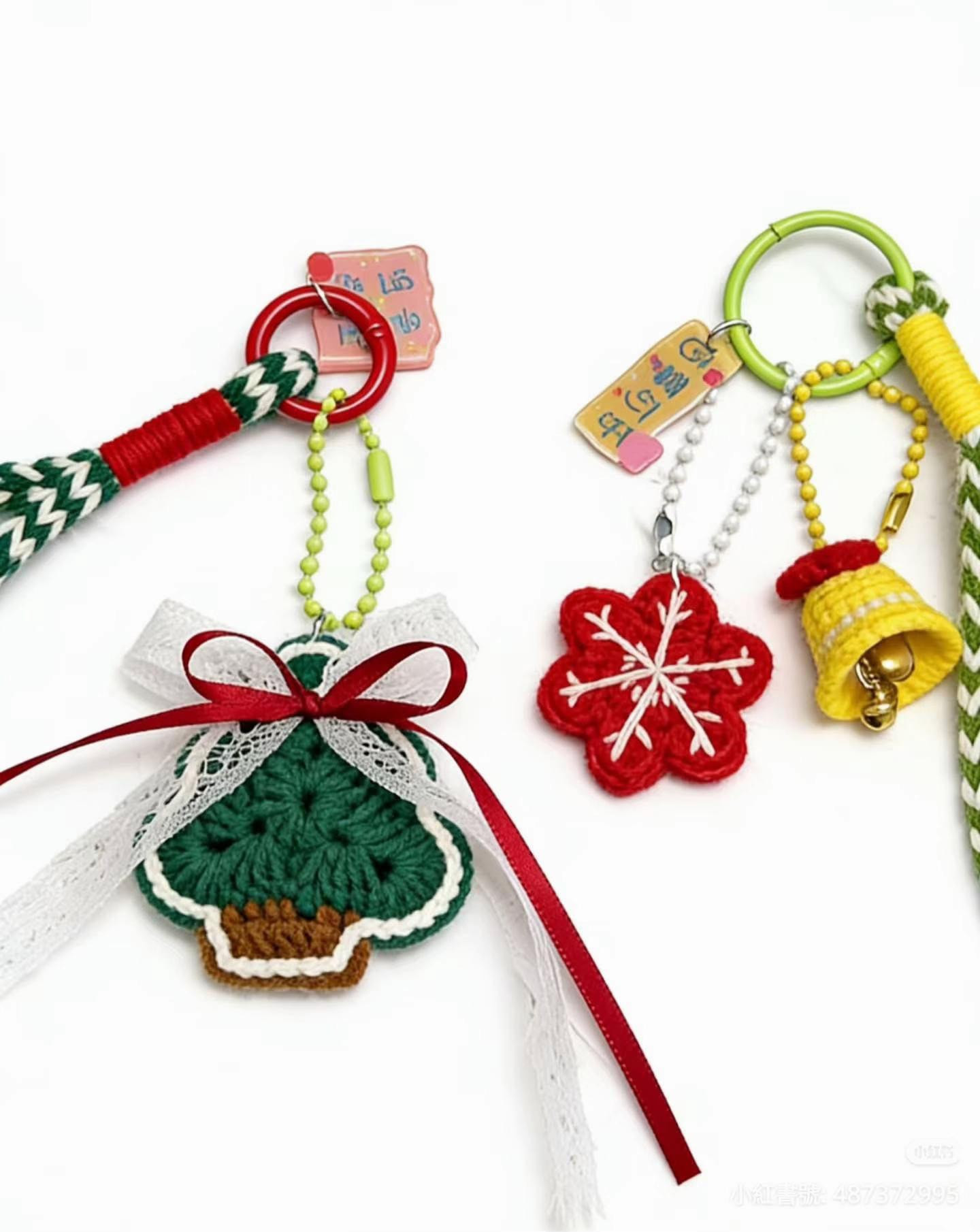 Crochet Christmas Keychain Patterns: Tree, Snowflake, and Bells