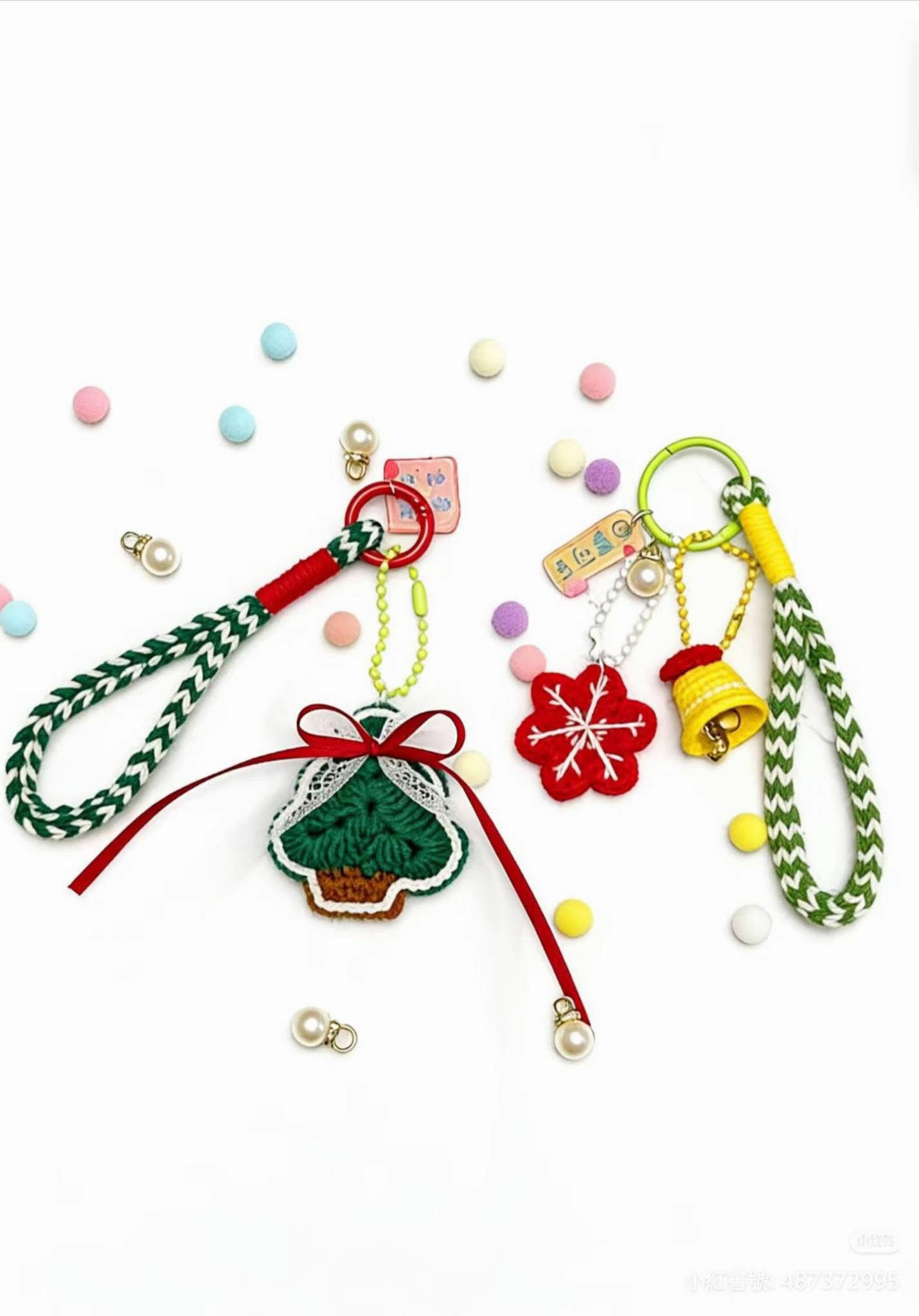 Crochet Christmas Keychain Patterns: Tree, Snowflake, and Bells