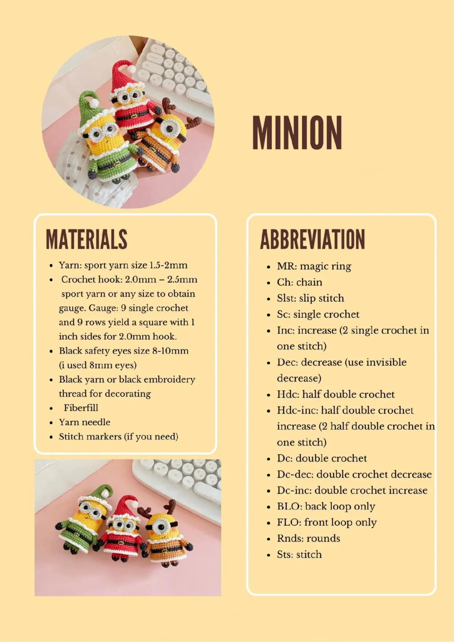 Crochet Christmas Minion Doll Pattern: Santa, Elf & Reindeer Amigurumi