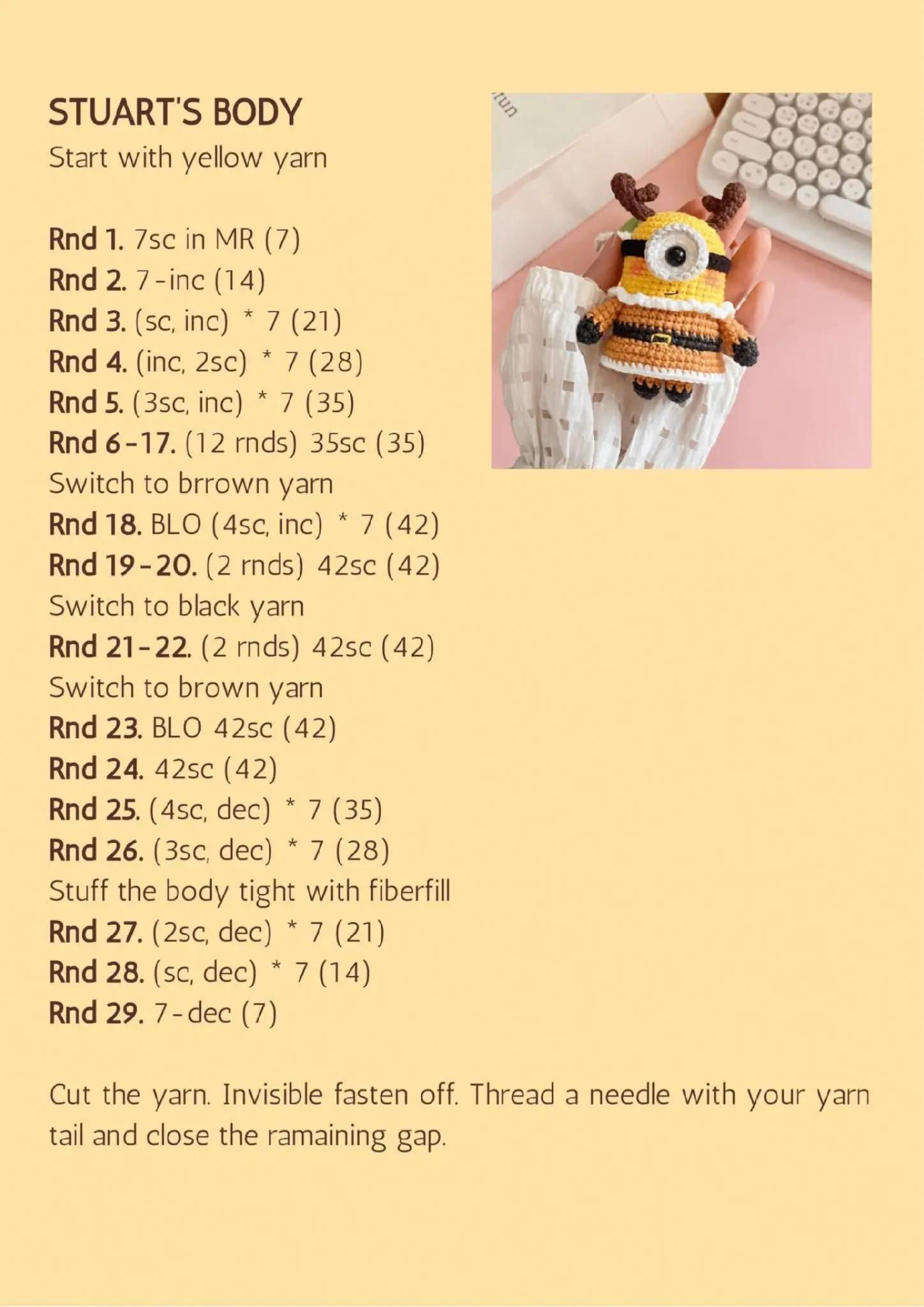 Crochet Christmas Minion Doll Pattern: Santa, Elf & Reindeer Amigurumi