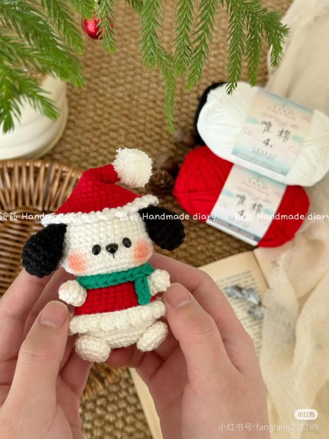 Crochet Christmas Puppy Dog Amigurumi Pattern Chart and Tutorial
