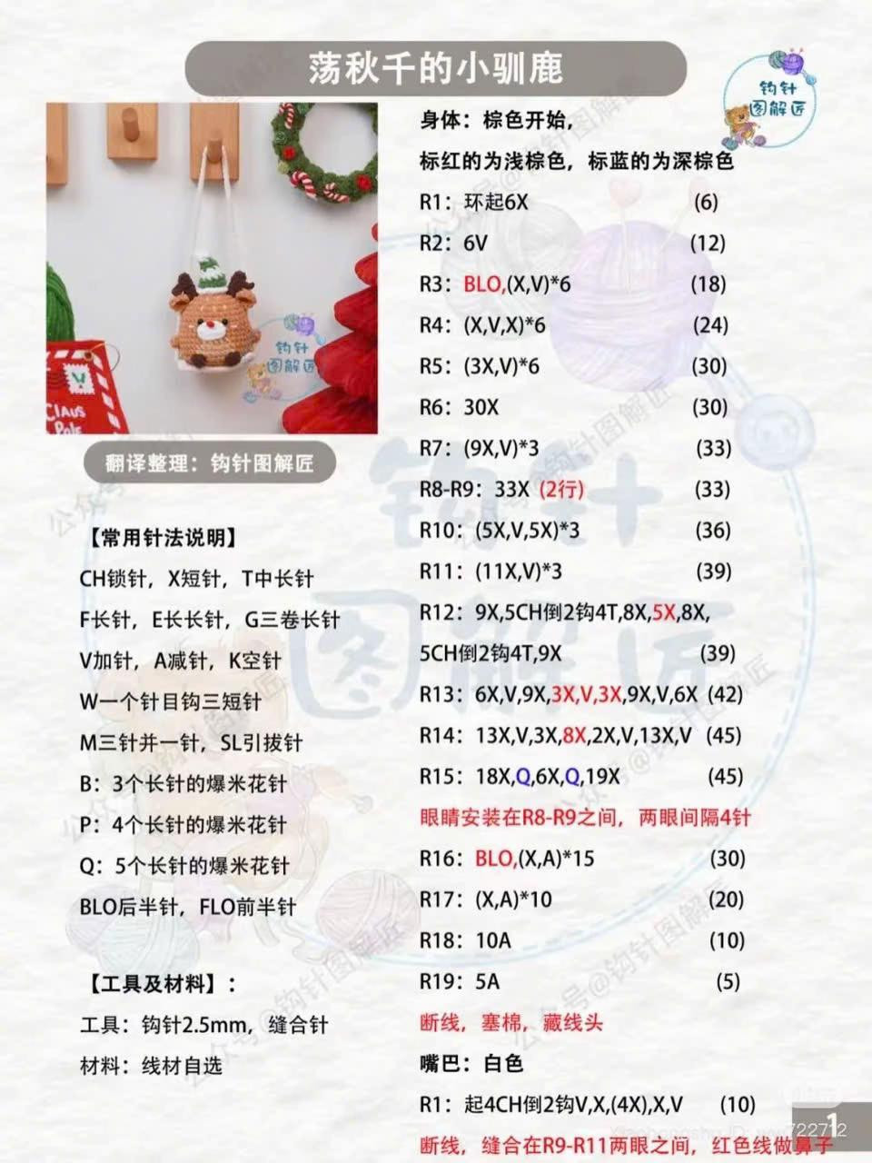 Crochet Christmas Swing Dolls Pattern: Reindeer and Tree