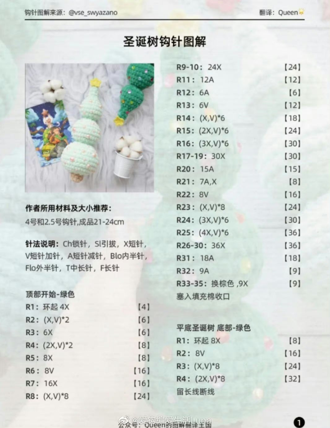 Crochet Christmas Tree and Bell Pattern Chart