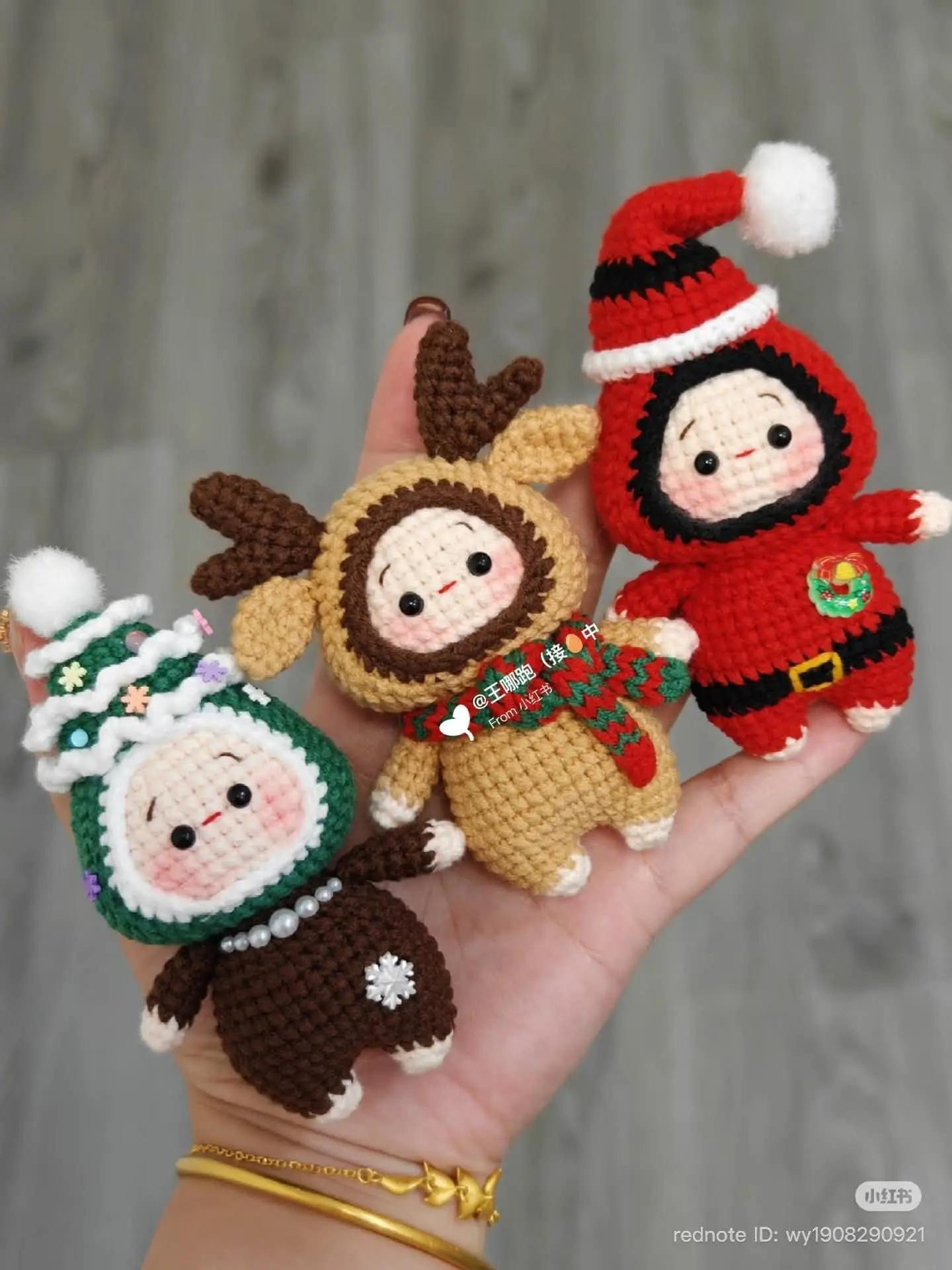 Crochet Christmas Tree Doll Pattern with Santa and Reindeer Amigurumi