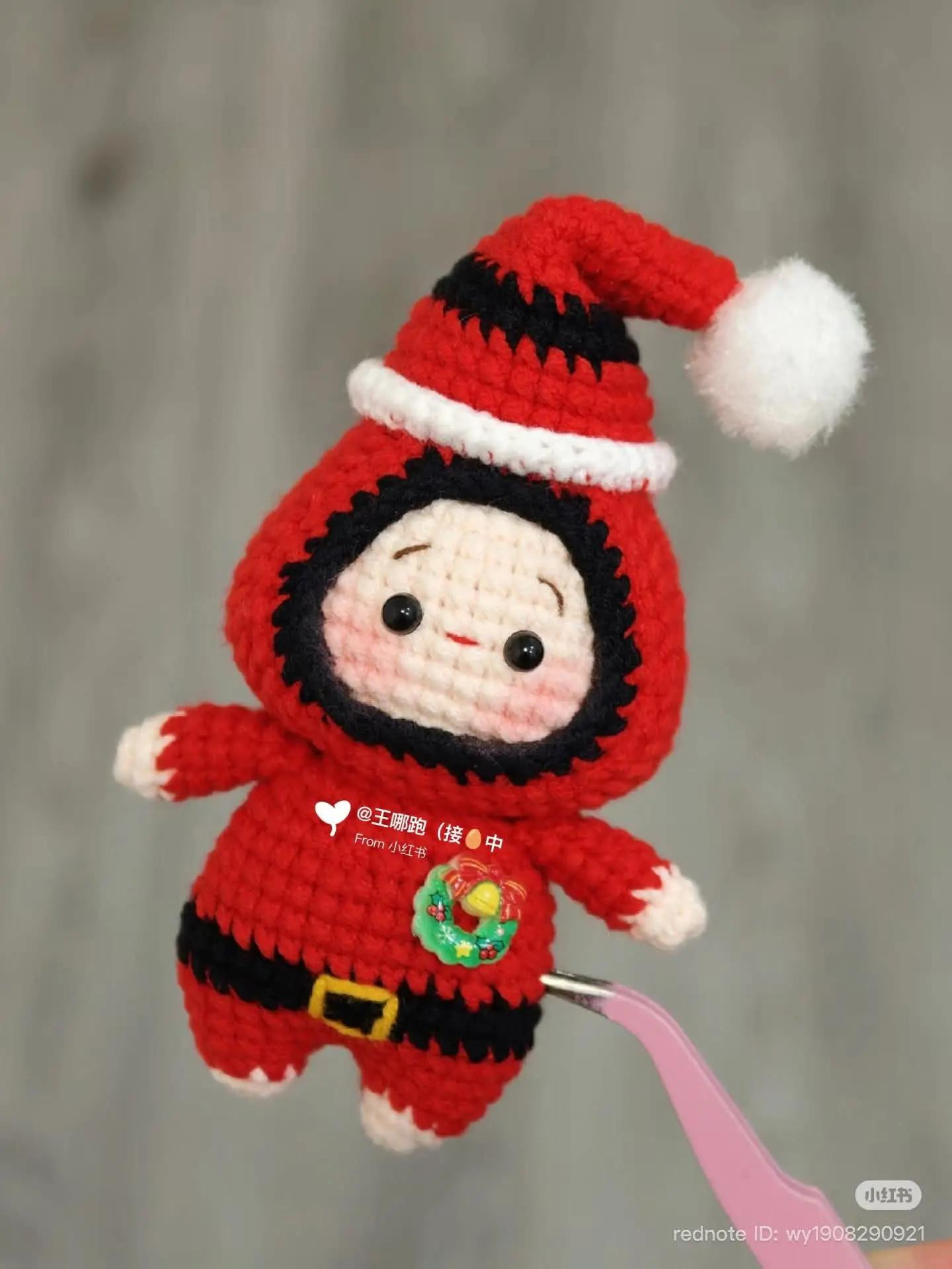 Crochet Christmas Tree Doll Pattern with Santa and Reindeer Amigurumi