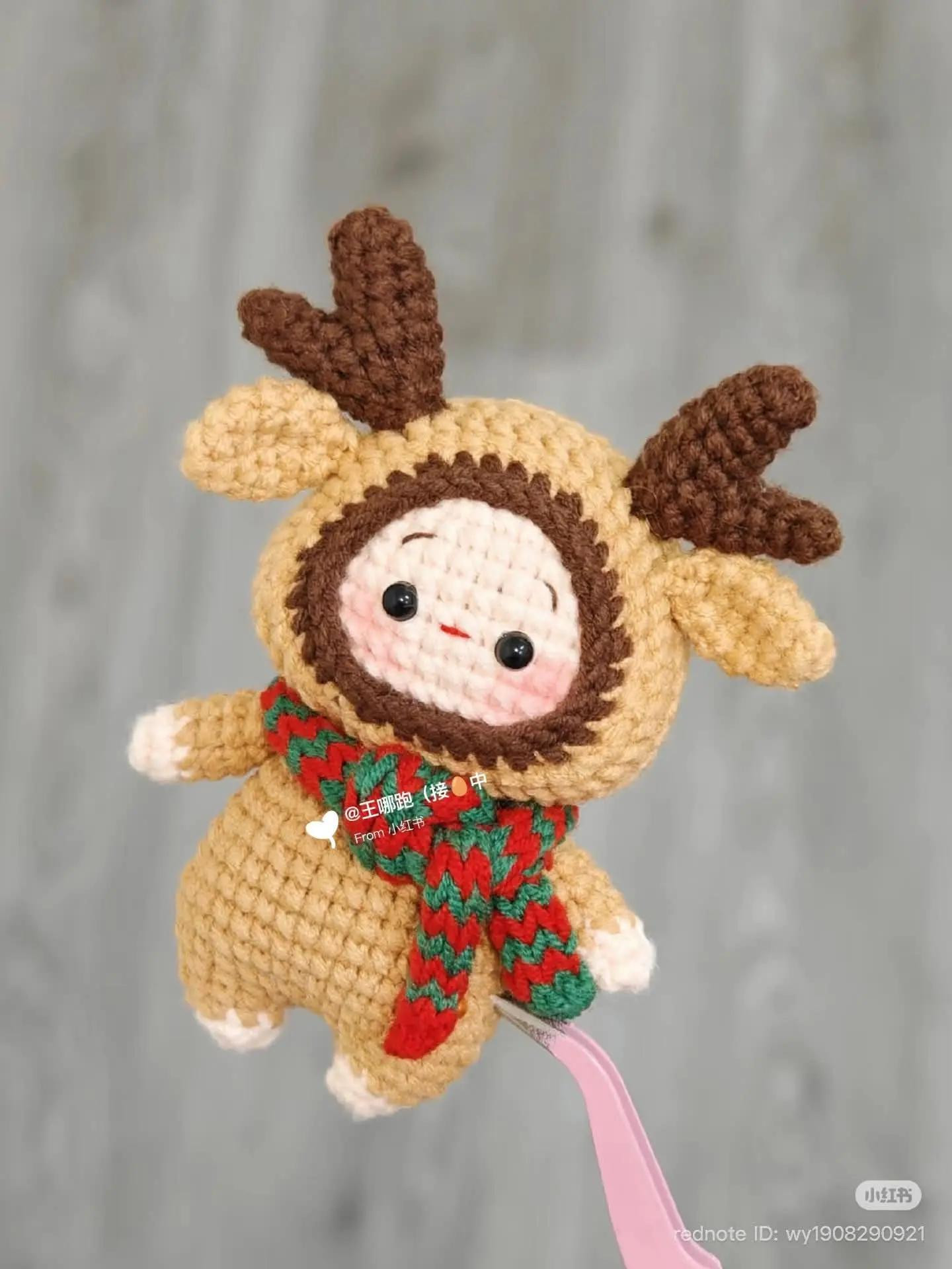 Crochet Christmas Tree Doll Pattern with Santa and Reindeer Amigurumi