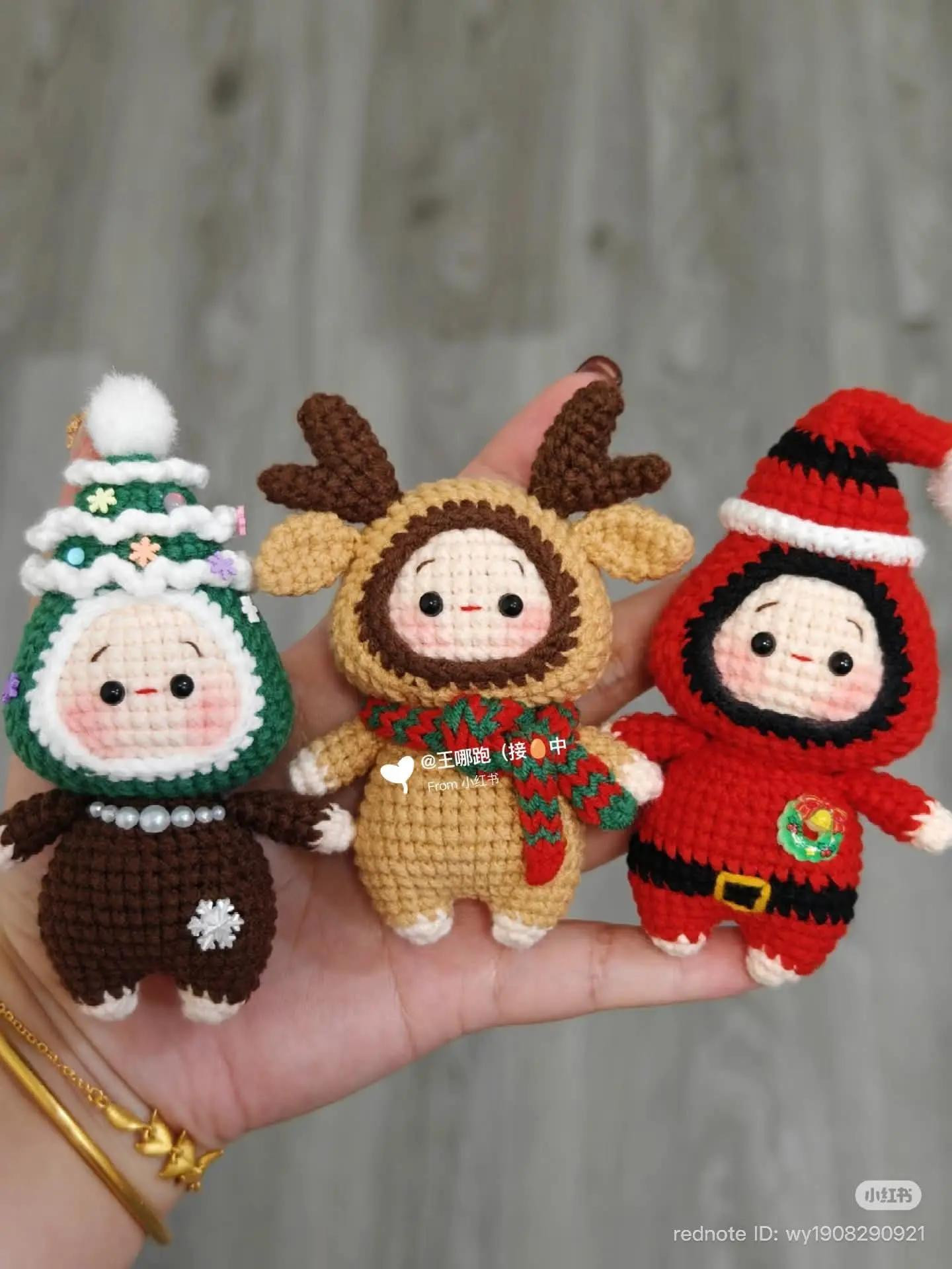 Crochet Christmas Tree Doll Pattern with Santa and Reindeer Amigurumi