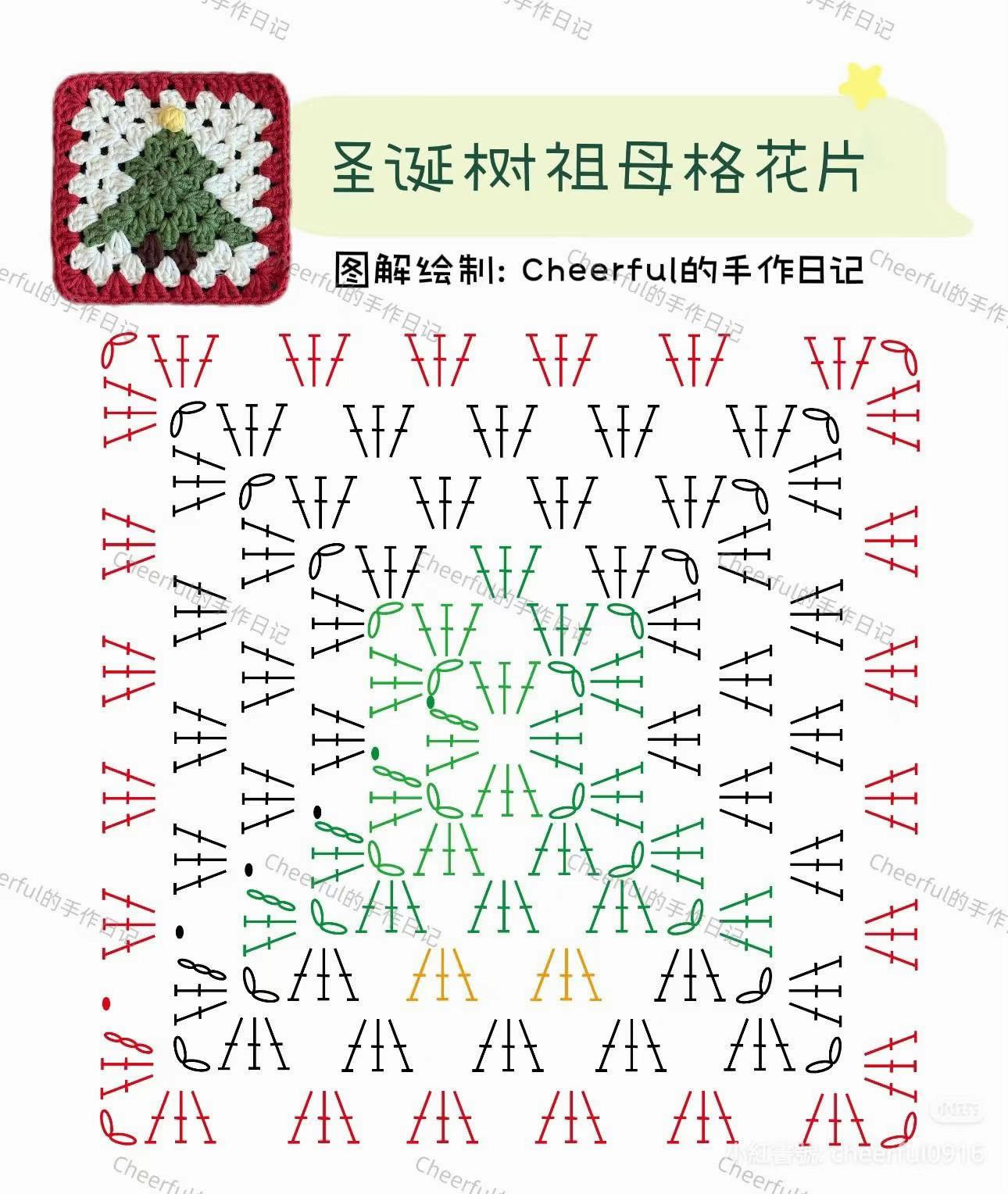 Crochet Christmas Tree Granny Square Tissue Box Cover Pattern