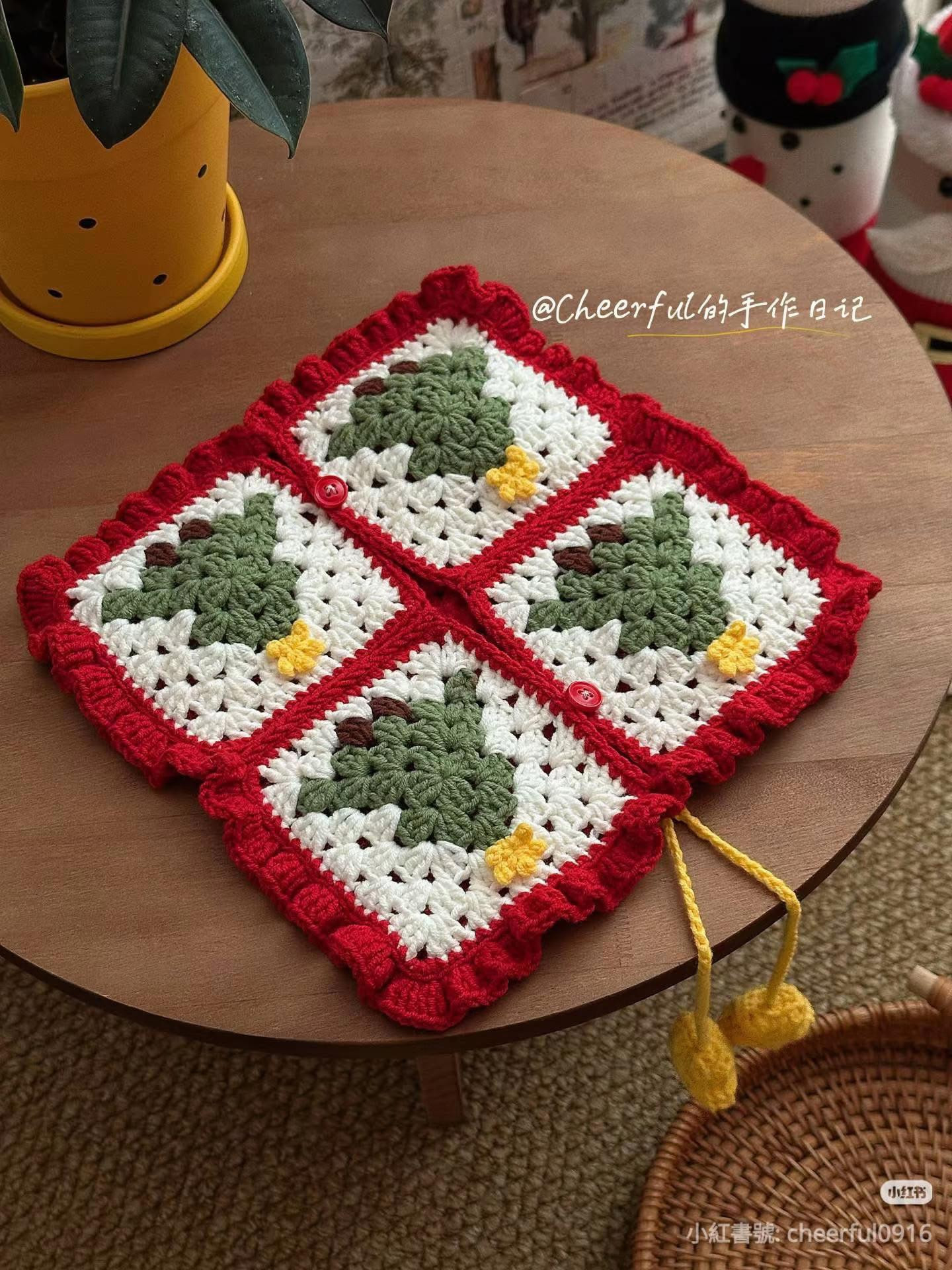 Crochet Christmas Tree Granny Square Tissue Box Cover Pattern