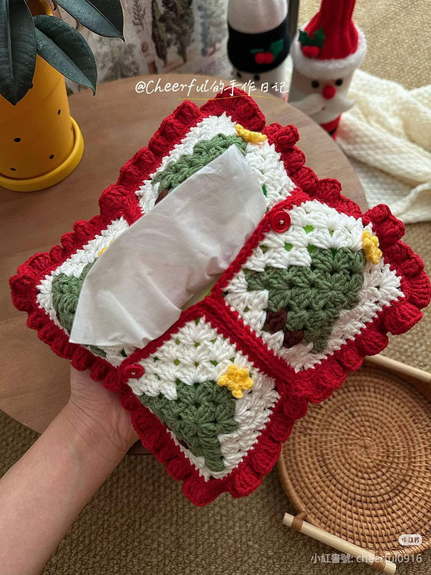 Crochet Christmas Tree Granny Square Tissue Box Cover Pattern