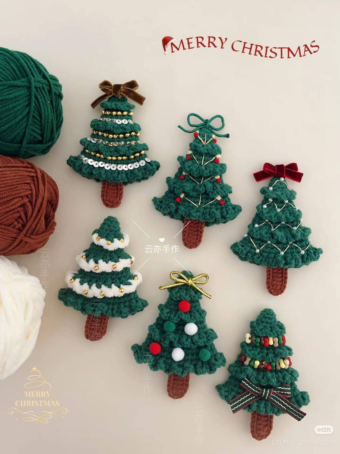 Crochet Christmas Tree Hair Clips Pattern