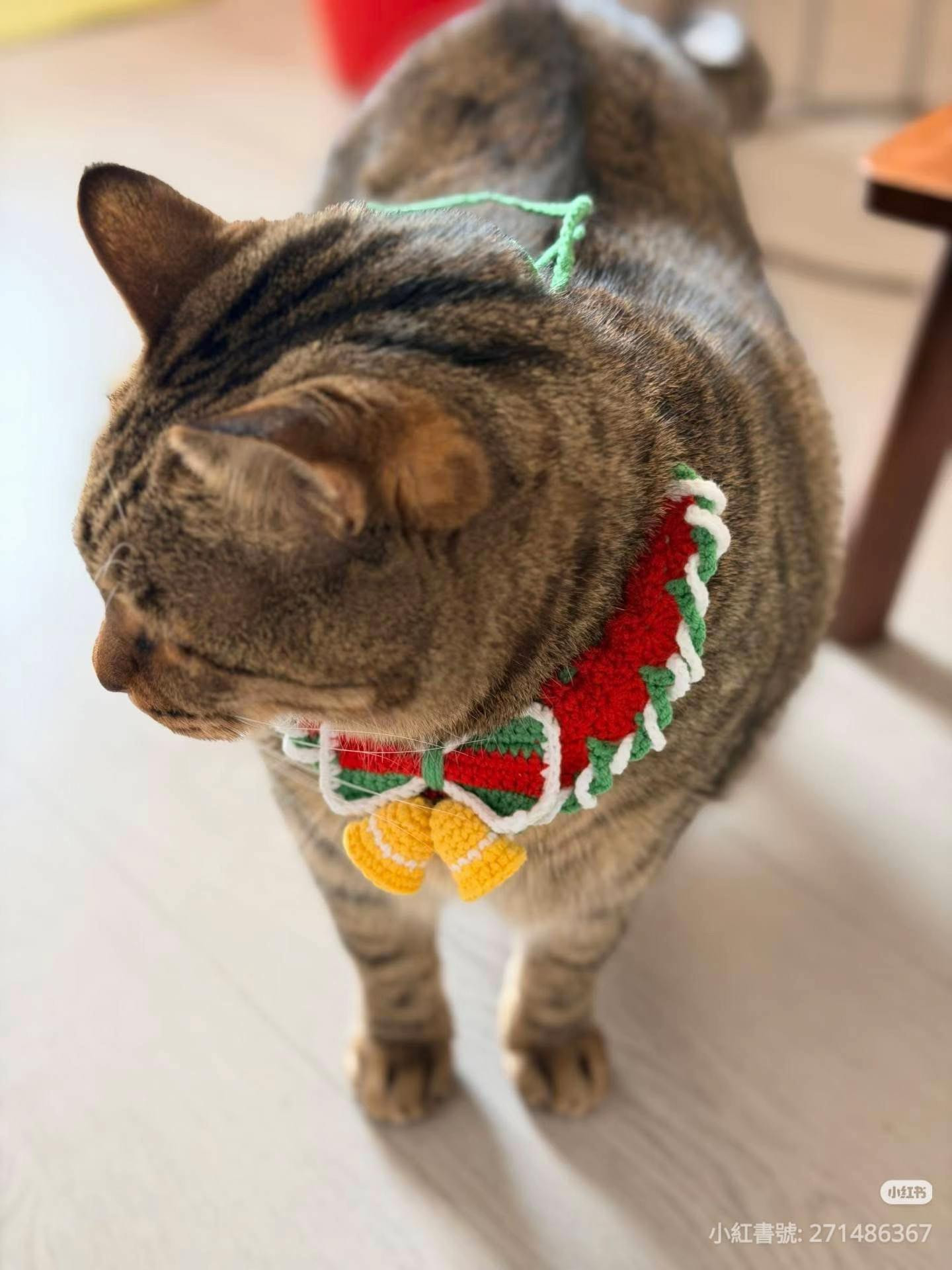 Crochet Christmas Wreath Collar Pattern with Bow and Bells