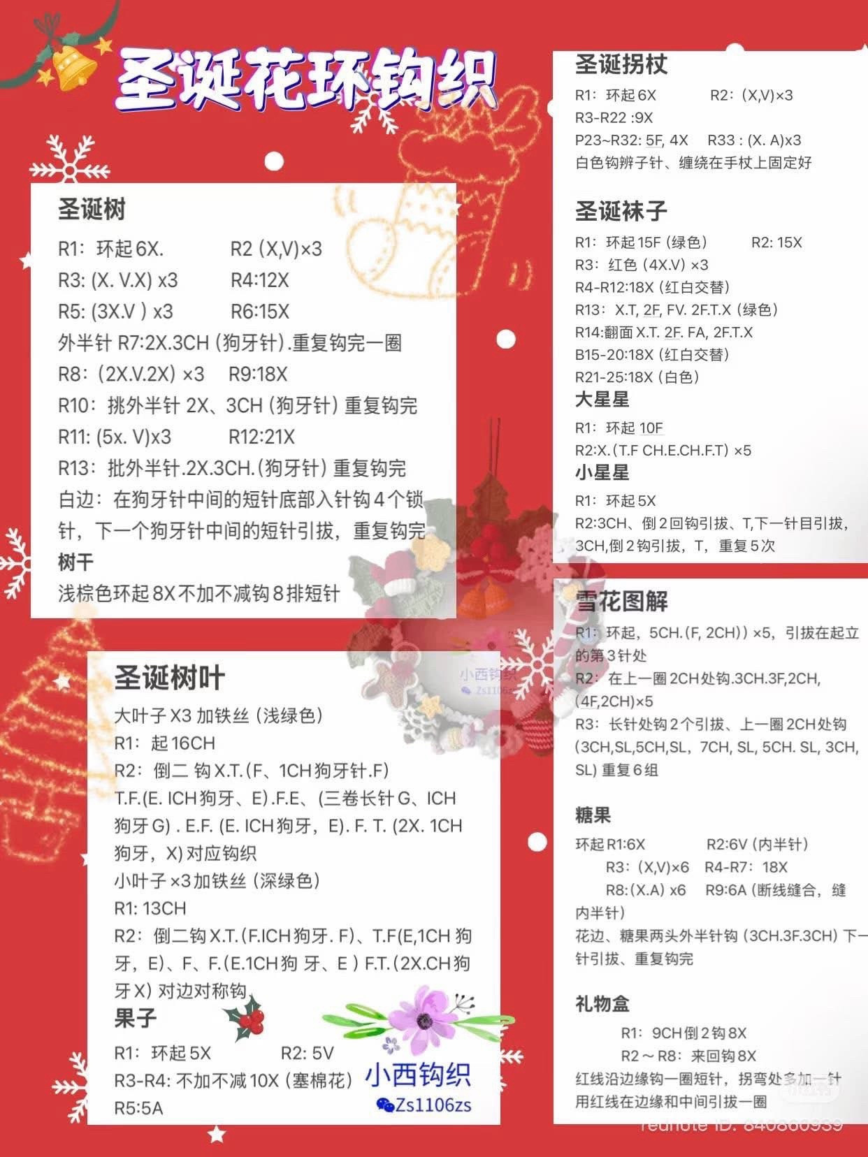 Crochet Christmas Wreath Pattern with Santa, Reindeer and Candy Cane