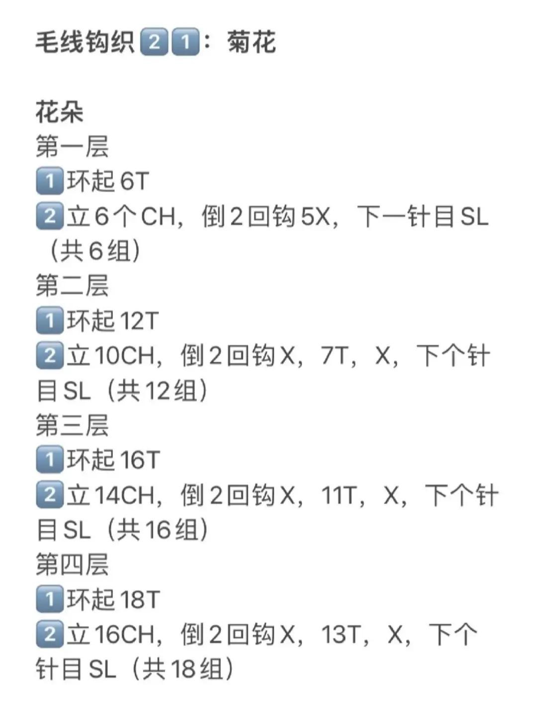 Crochet Chrysanthemum Flower Pattern Chart with Detailed Instructions