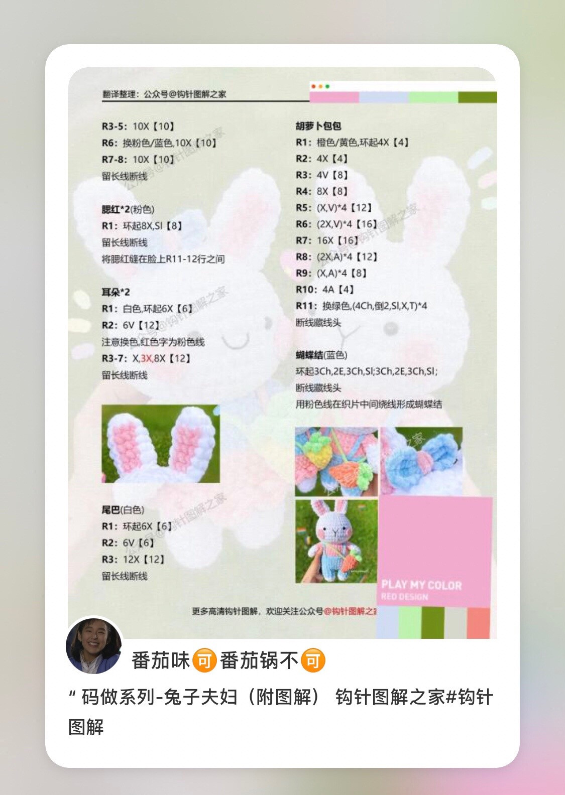 Crochet Chubby Rabbit Couple Pattern with Carrot Bag