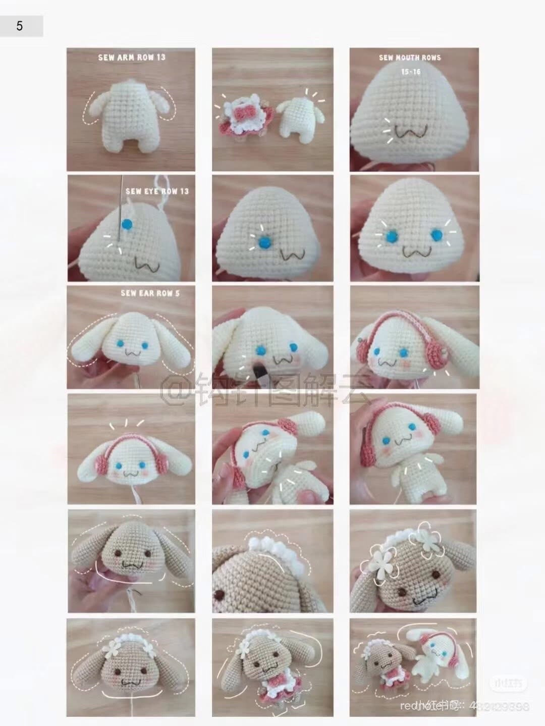 Crochet Cinnamoroll Couple Pattern: Amigurumi Tutorial Chart