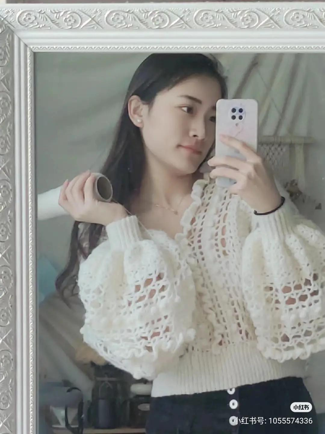 Crochet Cloud Sweater Tutorial: White Lace Top with Puff Sleeves, Detailed Stitch Chart and Pattern Diagram