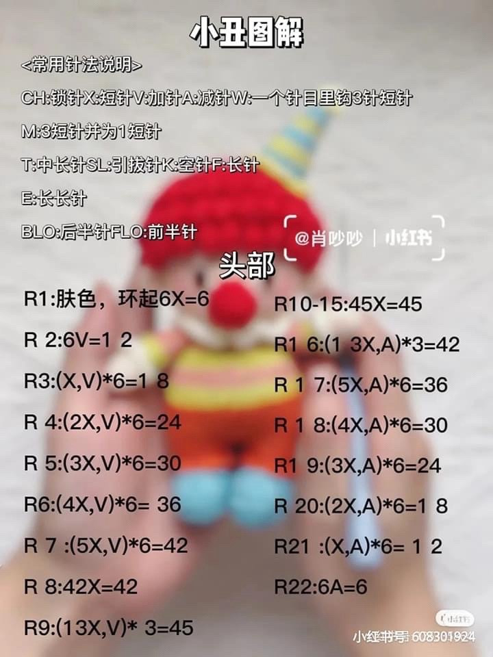 Crochet Clown Amigurumi Doll Pattern Tutorial