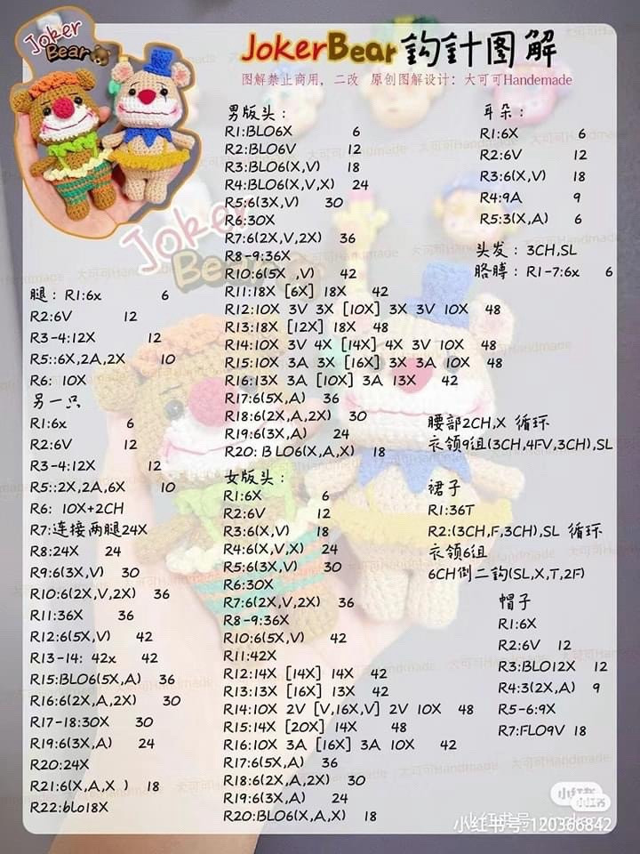 Crochet Clown Amigurumi Doll Pattern Tutorial