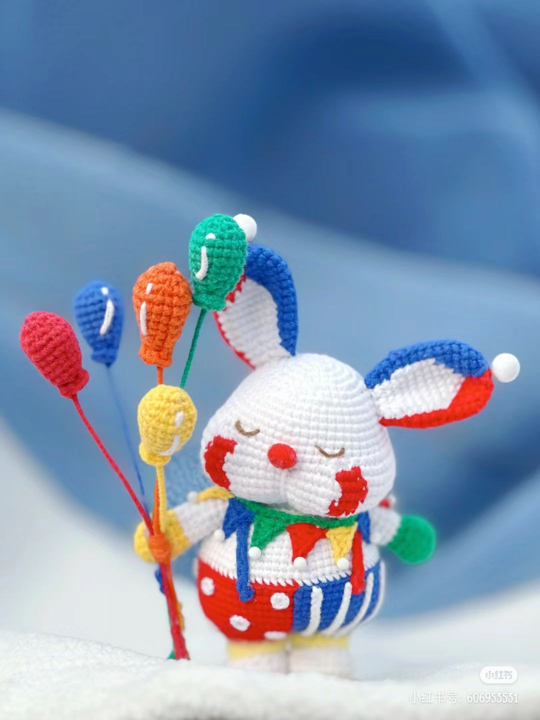Crochet Clown Rabbit Amigurumi Pattern with Balloons