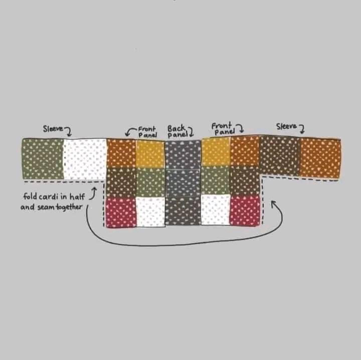 Crochet Color Block Cardigan Pattern with Granny Squares and Assembly Instructions