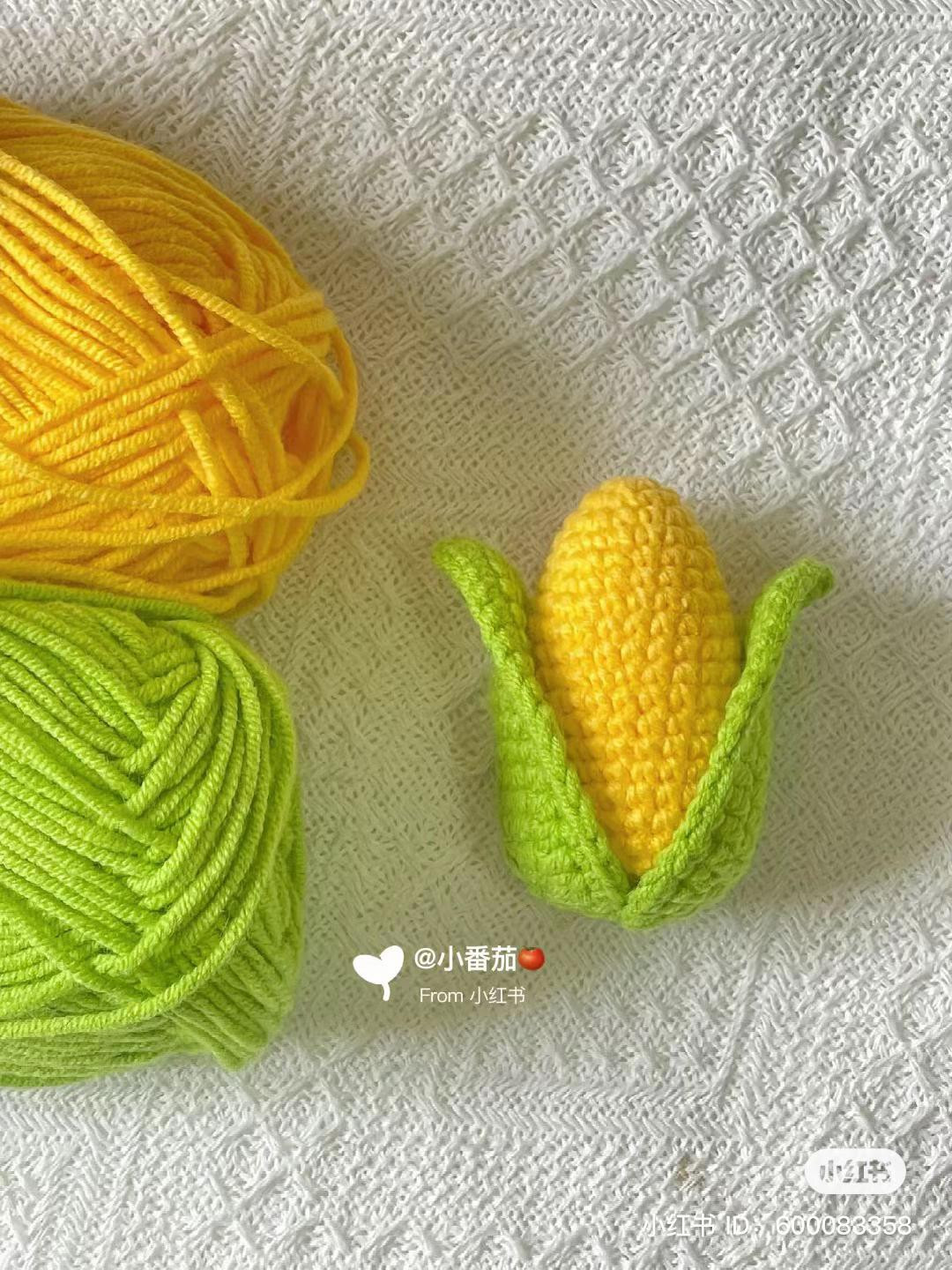Crochet Corn Keychain Pattern Chart with Step-by-Step Instructions